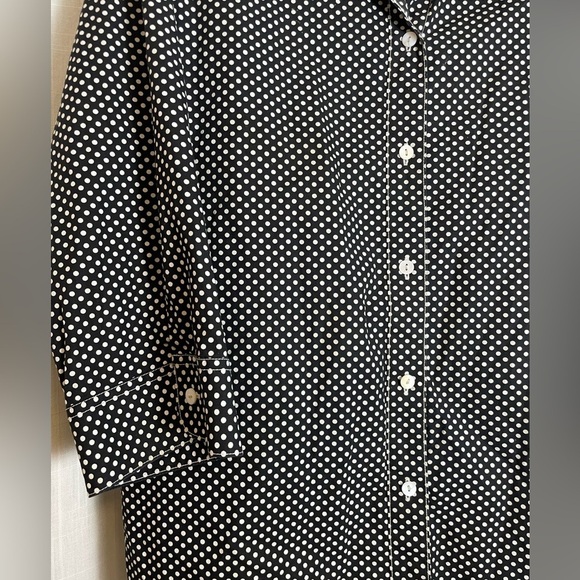 Foxcroft 100% Cotton Black and White Polka Dot Button Down Size XL Womens - Picture 2 of 7